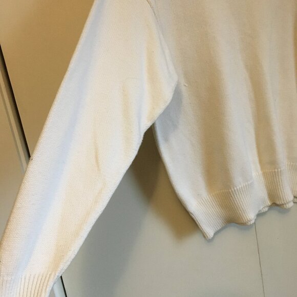 Vintage 90s 100% Cotton Cottagecore Mock Neck Lace Sweater - Picture 7 of 13